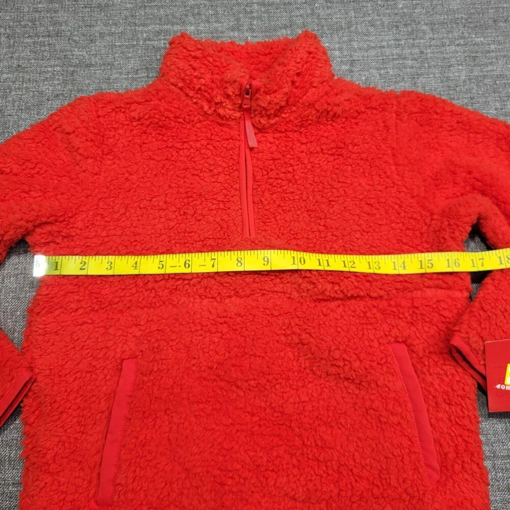 Wondershop Kids Faux Shearling Half Zip-Up Pajama Pullover Medium Size 8 Red